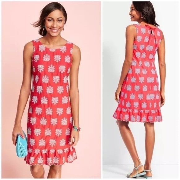 Talbots Tropical Safari Embroidered Shift Dress Size 4 $139 - Picture 2 of 6